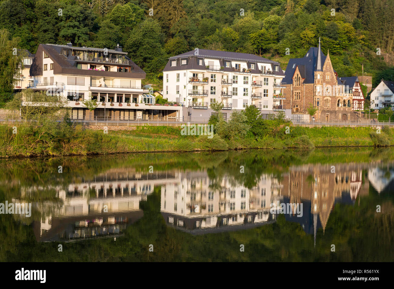 Cochem, Germany.  Houses and Apartments along the Moselle. Stock Photo