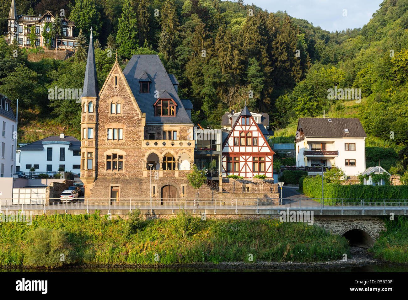 Cochem, Germany.  Houses along the Moselle, Early Morning. Stock Photo