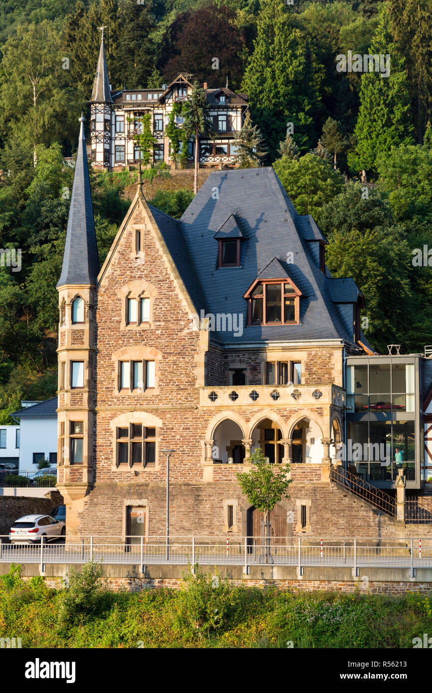 Cochem, Germany.  Houses along the Moselle, Early Morning. Stock Photo