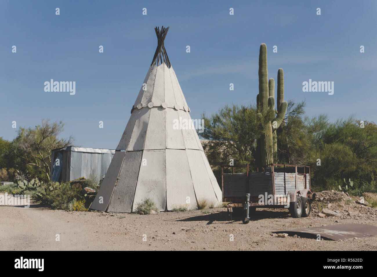 TeePee structure in Tucson Arizona perhaps a crumbling roadside