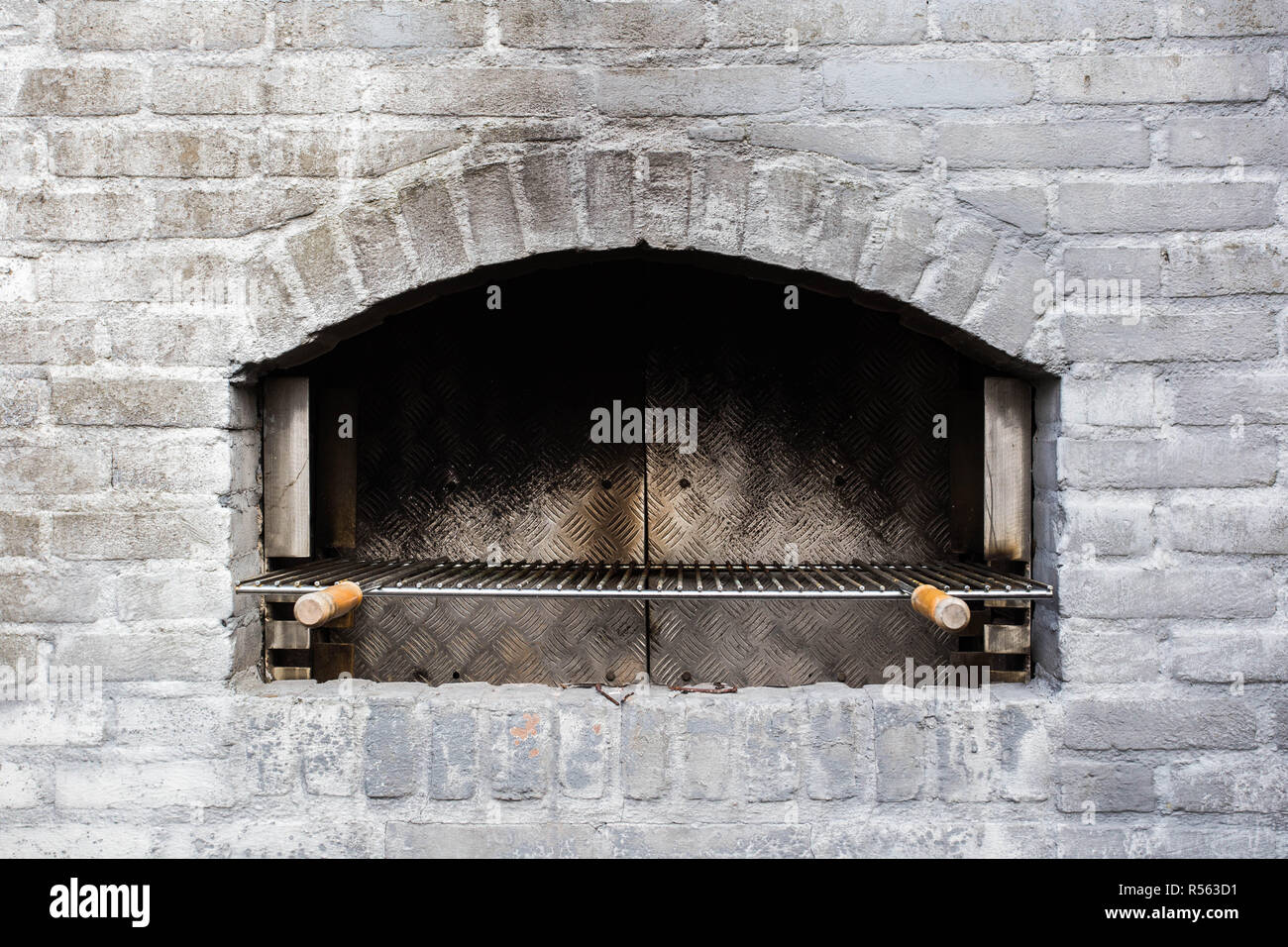 Traditional used stone oven closeup grey bricks Stock Photo Alamy