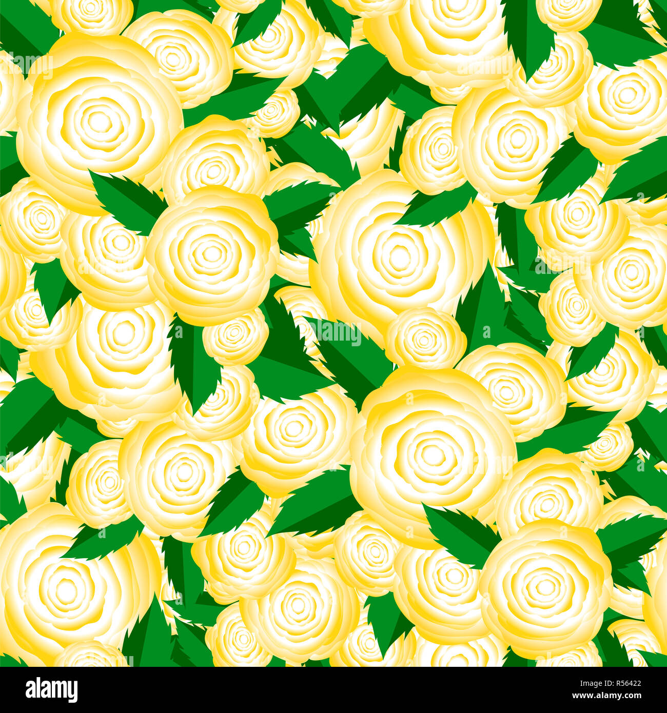 Bouquet of Yellow Roses Random Seamless Pattern Stock Photo