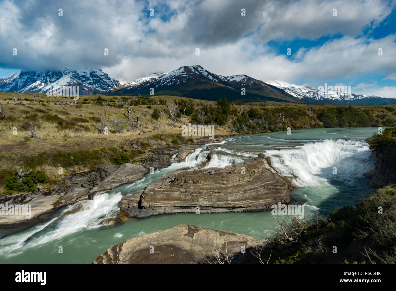 The Paine waterfall in Torres del Paine National Park, Patagonia, Chile Stock Photo