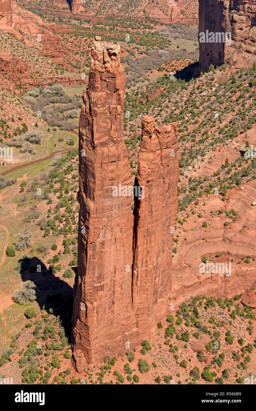 Red Rock Pinnacle in a Canyon Stock Photo