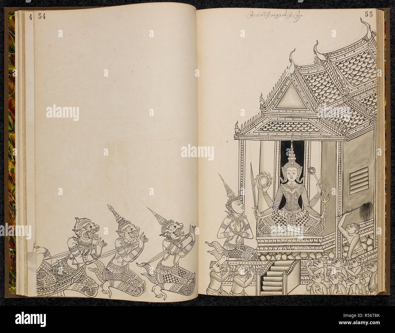 Khom Script Scene from the Ramakien (Thai version of the Ramayana). Ramakien (Thai ...