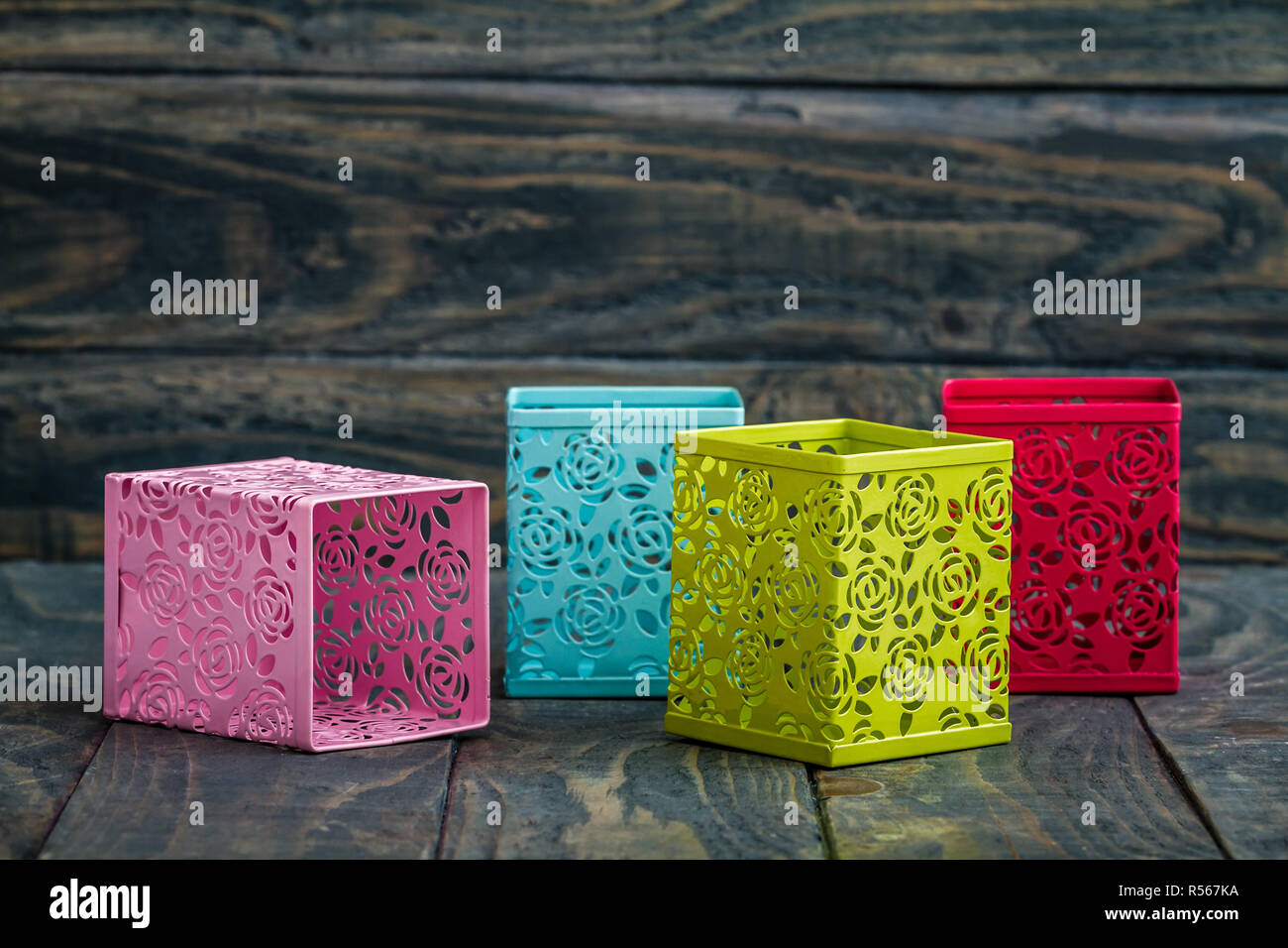 Colorful Decorative Metal Boxes Stock Photo Alamy