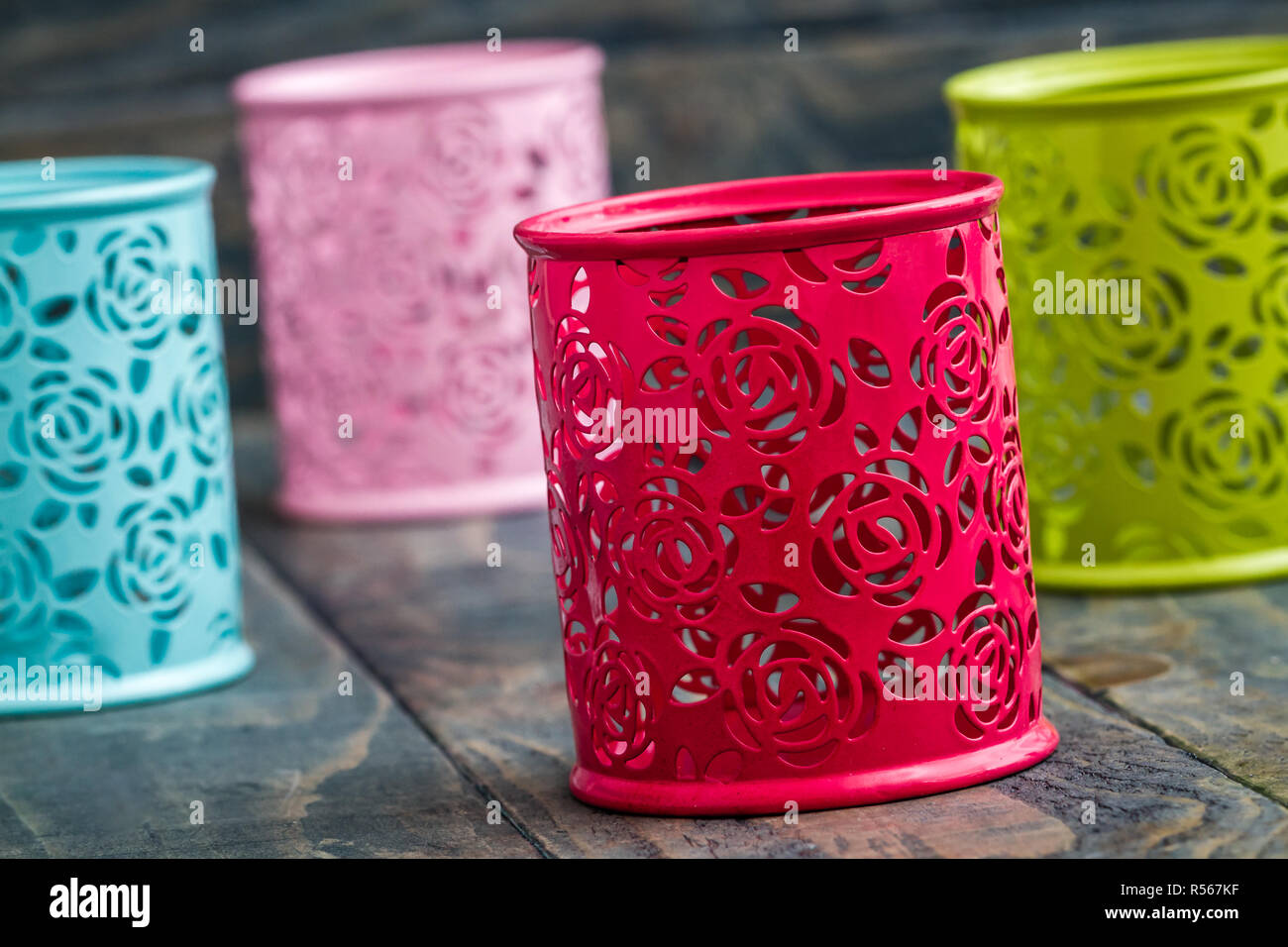 Colorful Decorative Metal Boxes Stock Photo Alamy