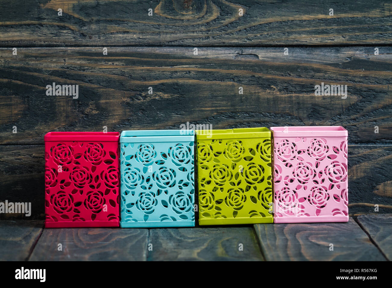 Colorful Decorative Metal Boxes Stock Photo Alamy
