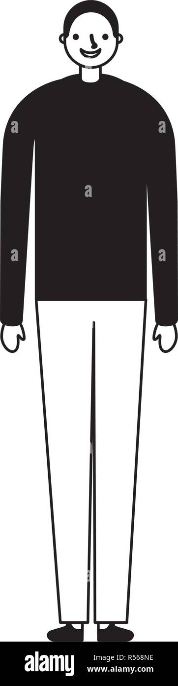 man standing on white background vector illustration monochrome Stock ...