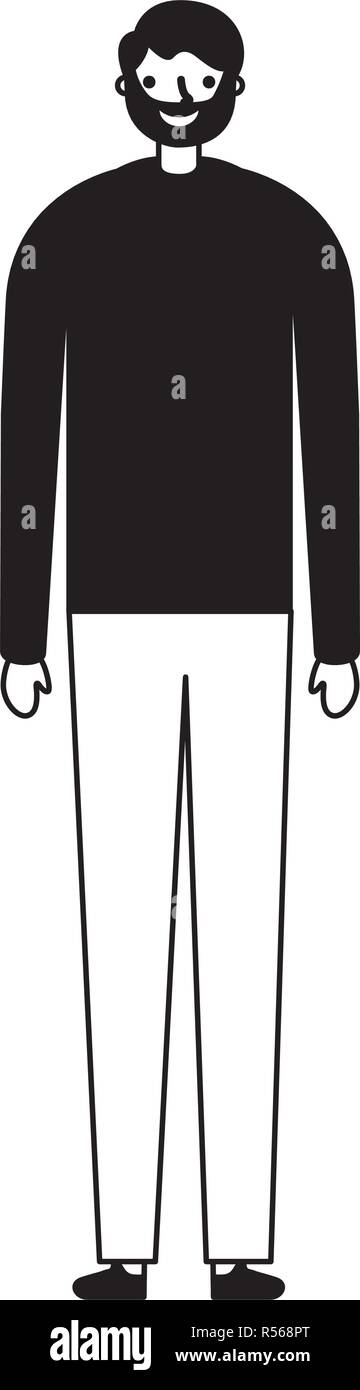 man standing on white background vector illustration monochrome Stock ...