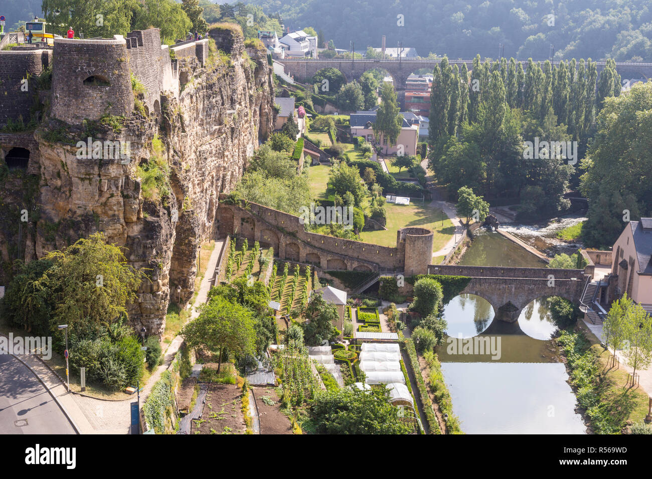 Luxembourg City Luxembourg Looking Down On The River Alzette From The City Fortifications Stock Photo Alamy