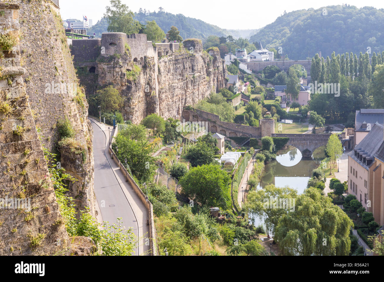 Luxembourg City Luxembourg Looking Down On The River Alzette From The City Fortifications Stock Photo Alamy