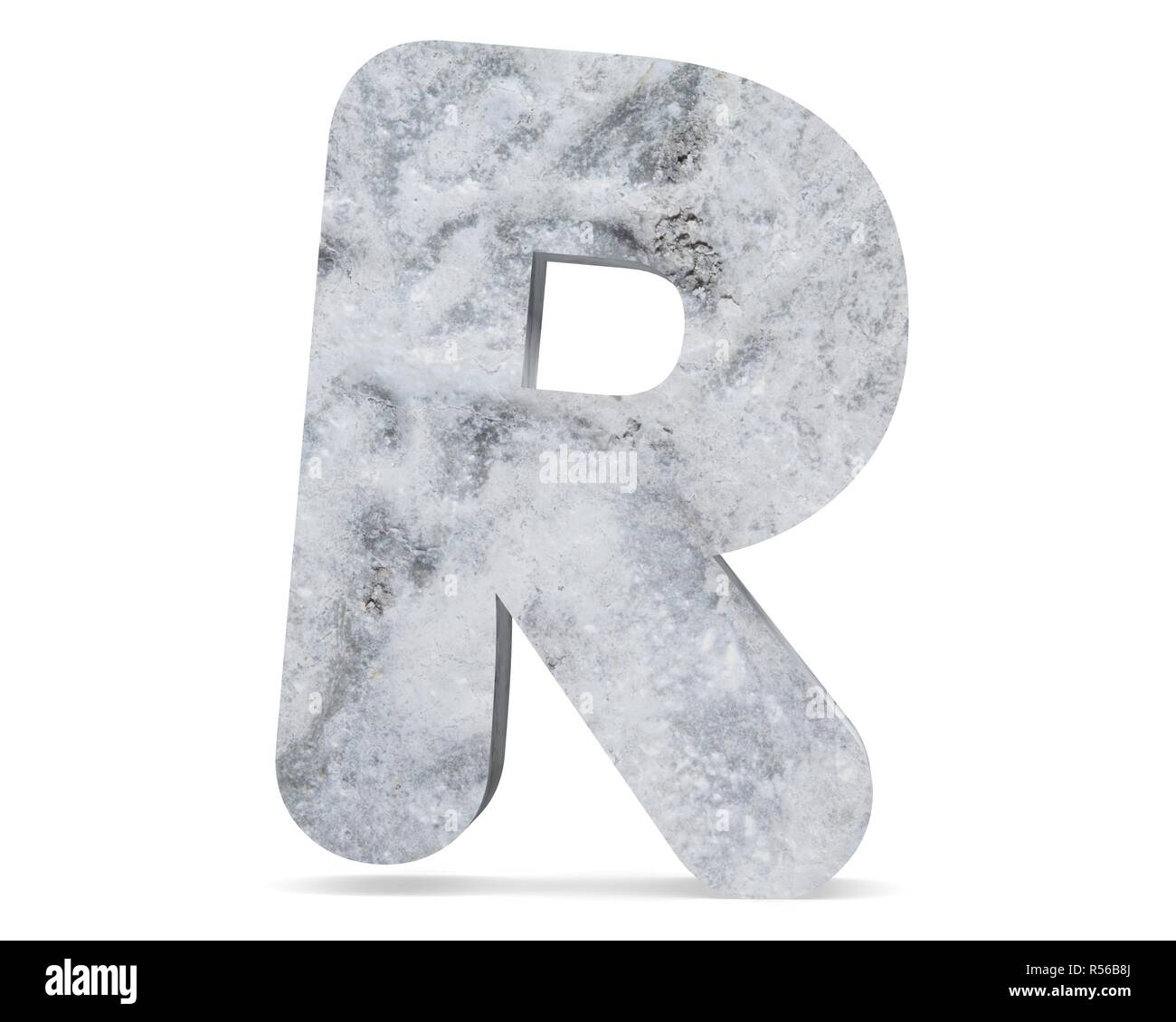 Concrete Capital Letter - R isolated on white background . 3D render ...