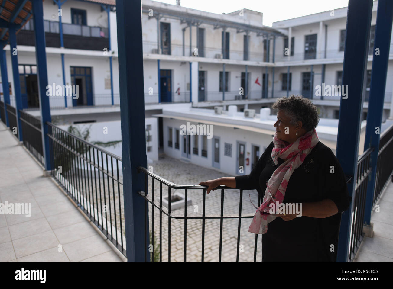 November 16, 2018 - Tunis, Tunisia: Portrait of Halima Jouini, a Tunisian feminist leader and the vice-president of the Tunisian League for Human Rights in the Sidi Ali Azouz shelter. This shelter for women is run by the Beity women's organisation. Tunisian politicians are debating a new law to give both sexes equal inheritance rights, which would reform the current Islamic-inspired code that ensures that a man receives double a womanÕs share of an inheritance. Portrait d'Halima Jouini, pionniere de la lutte pour les droits des femmes en Tunisie et partisane de la loi sur l'egalite hommes-femm Stock Photo