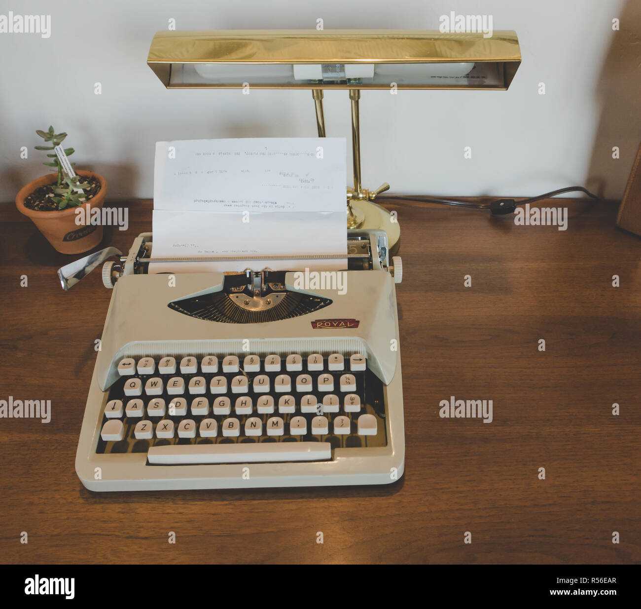 Vintage Retro Typewriter On Wooden Desk With Cute Vintage Desk