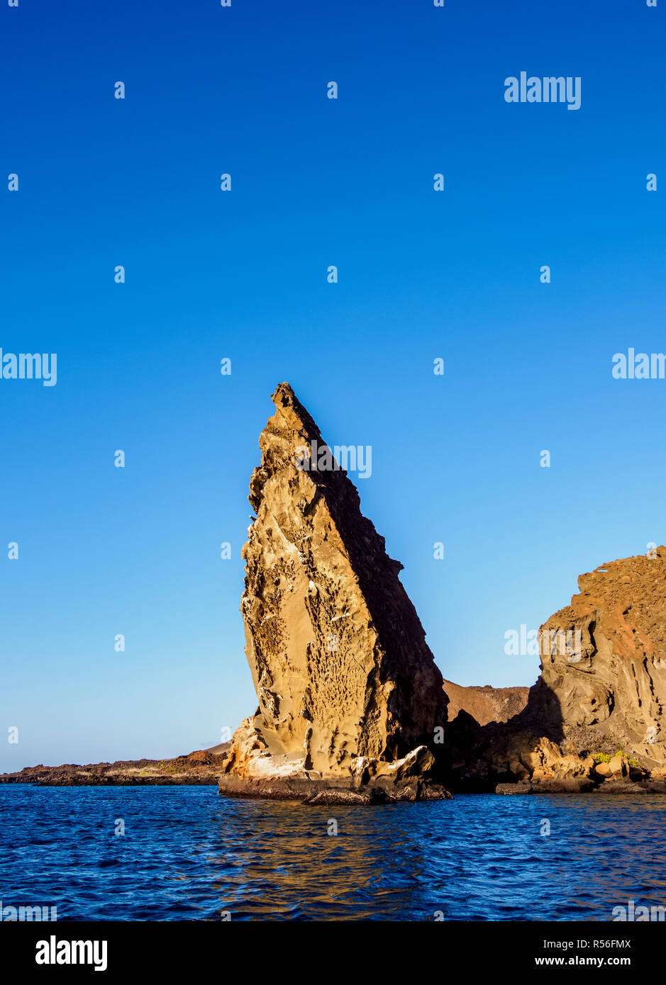 Pinnacle Rock on Bartolome Island, Galapagos, Ecuador Stock Photo