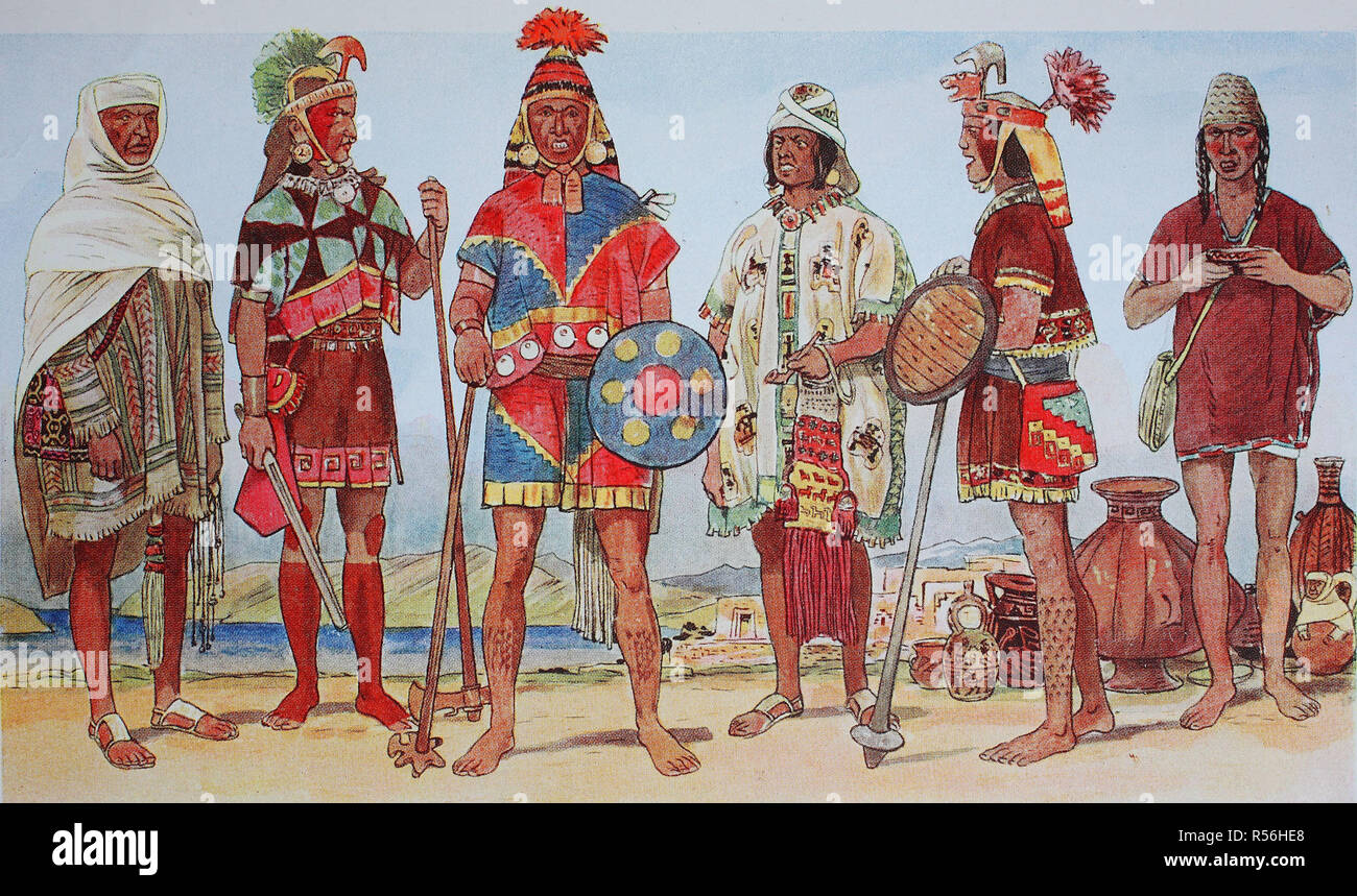 Clothing, fashion in South America, the Inca in Peru in the 15.-16. century, illustration, America Stock Photo