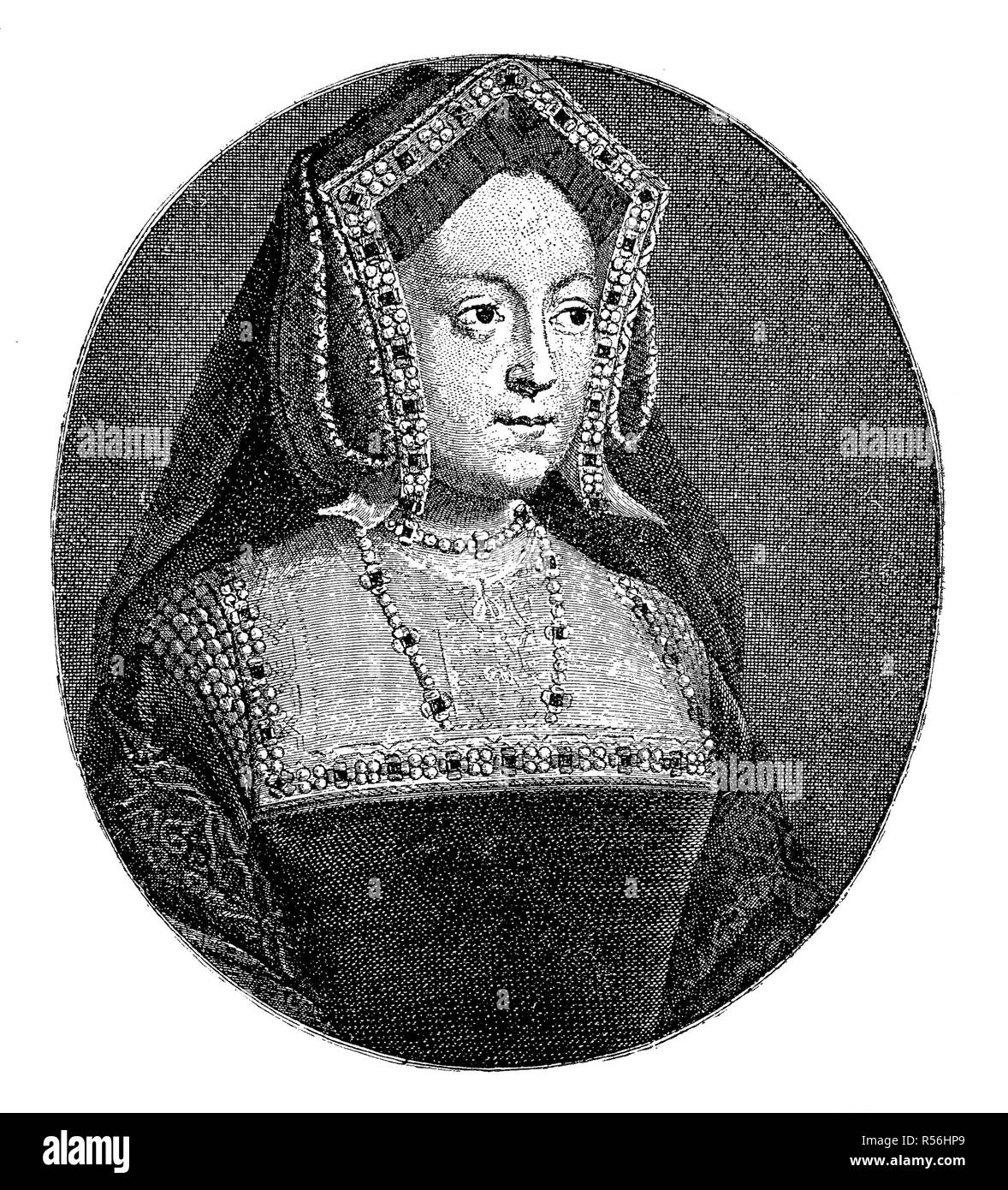 Portrait of Catherine of Aragon also Catherine of Aragon, 15 December 1485, 7 January 1536, the first wife of Henry VIII Queen Stock Photo