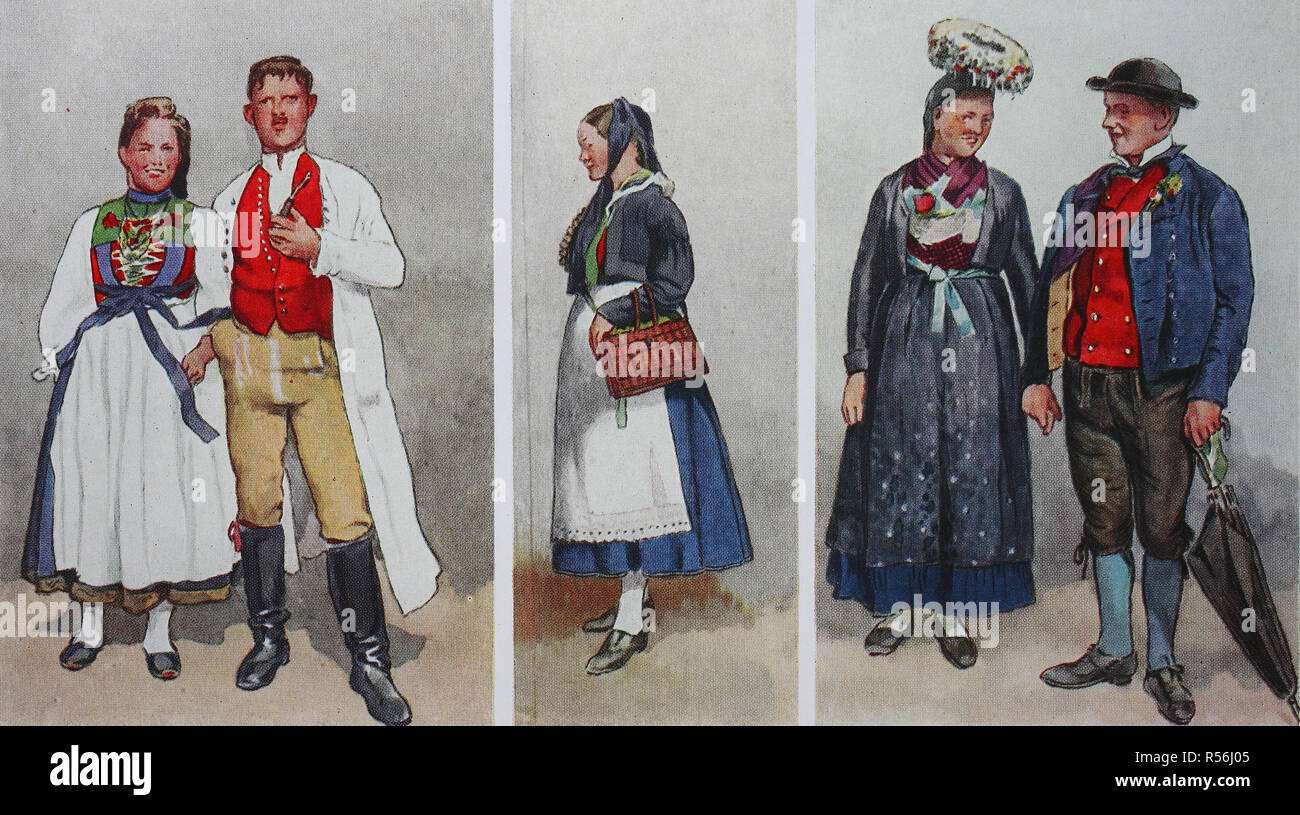 People in traditional costumes, fashion, clothes in Germany