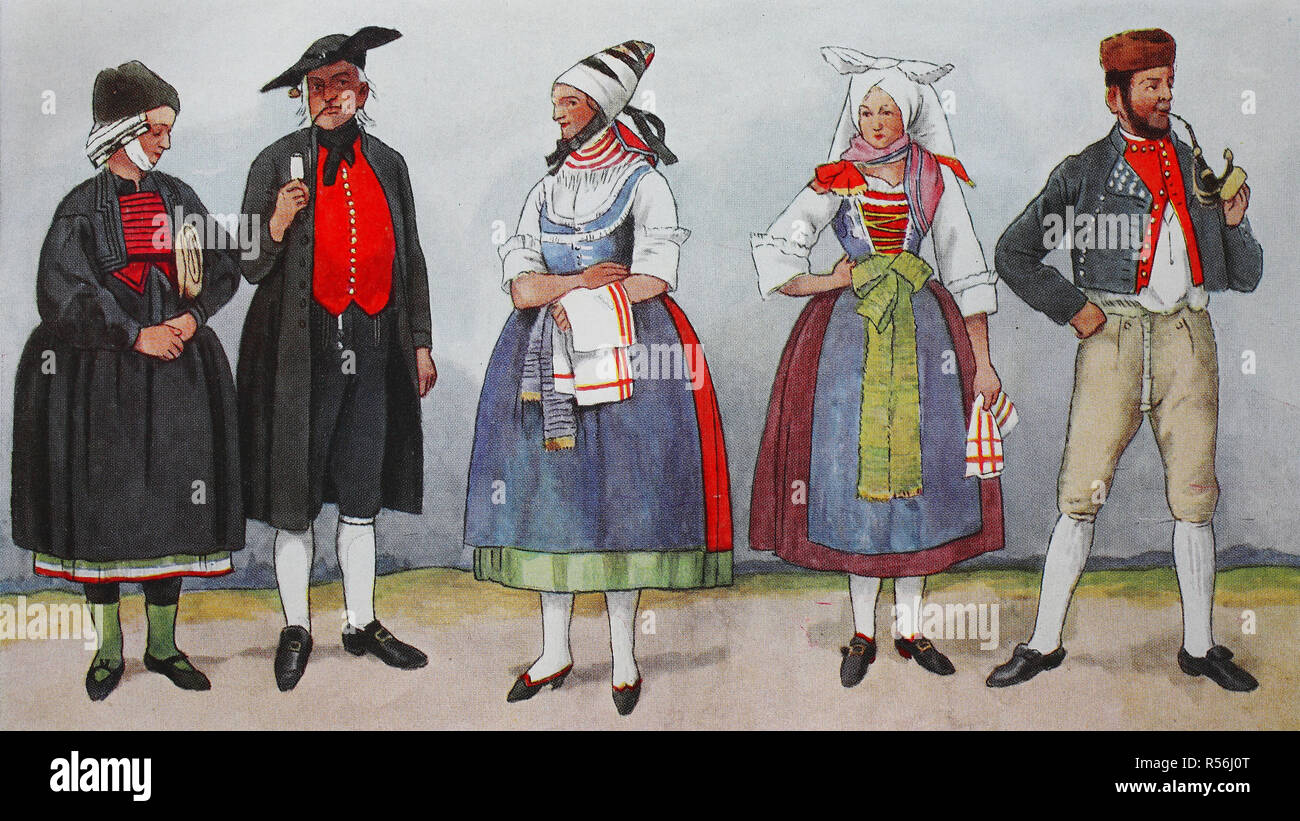 People in traditional costumes, fashion, clothes in Germany, costumes