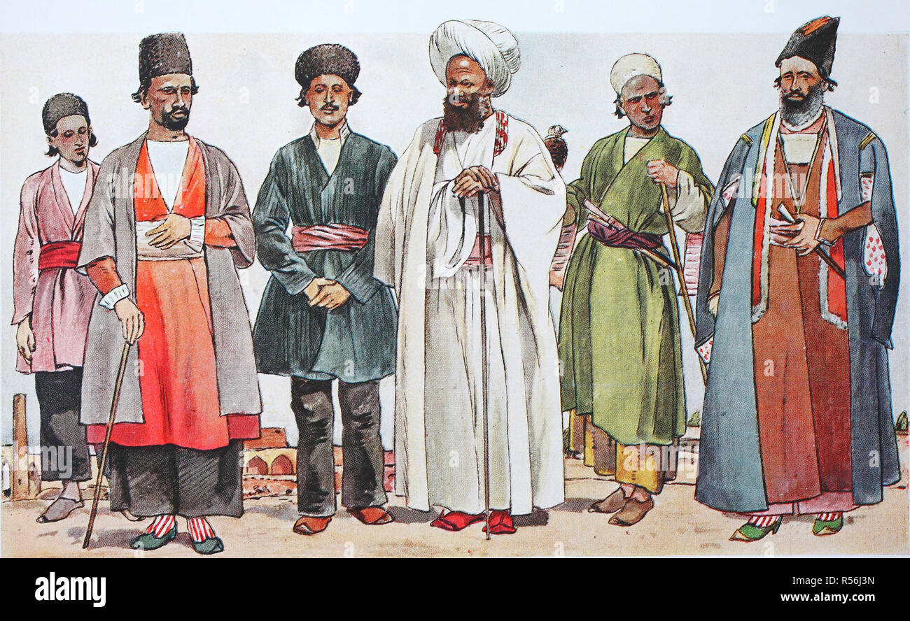Fashion, historical clothes in Persia, illustration, Iran Stock Photo