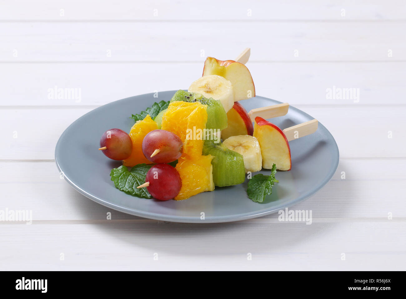 fresh fruit skewers Stock Photo Alamy