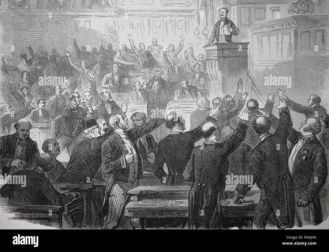 The declaration of war in the Senate in Paris on the 15th of July 1870, Franco-Prussian War or Franco-German War 1870/1871 Stock Photo