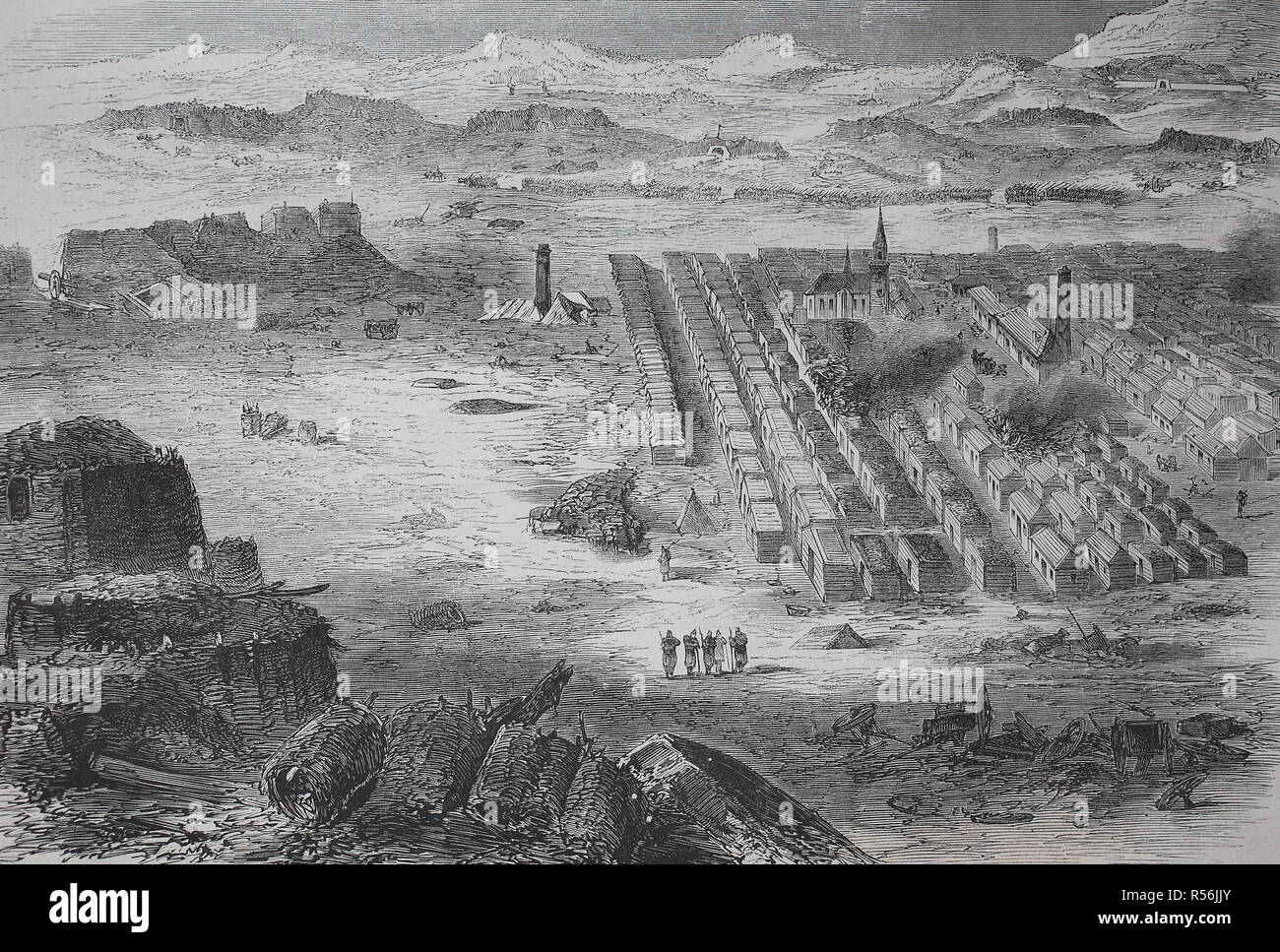 View of the camp of Conlie at Le Mans, France, Franco-German War 1870/1871, woodcut, France Stock Photo