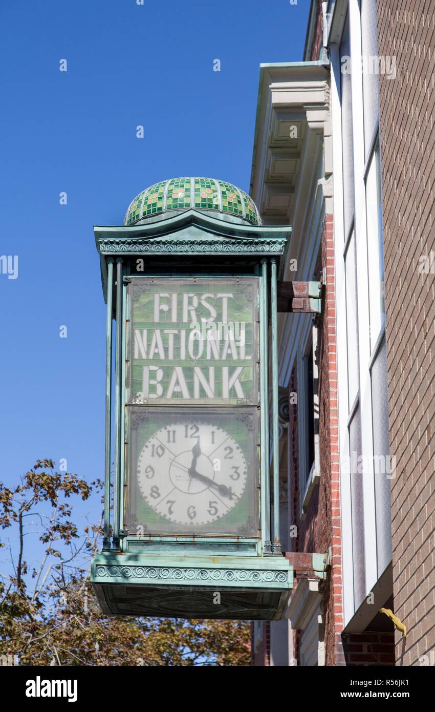 First National Bank Sign Stock Photo