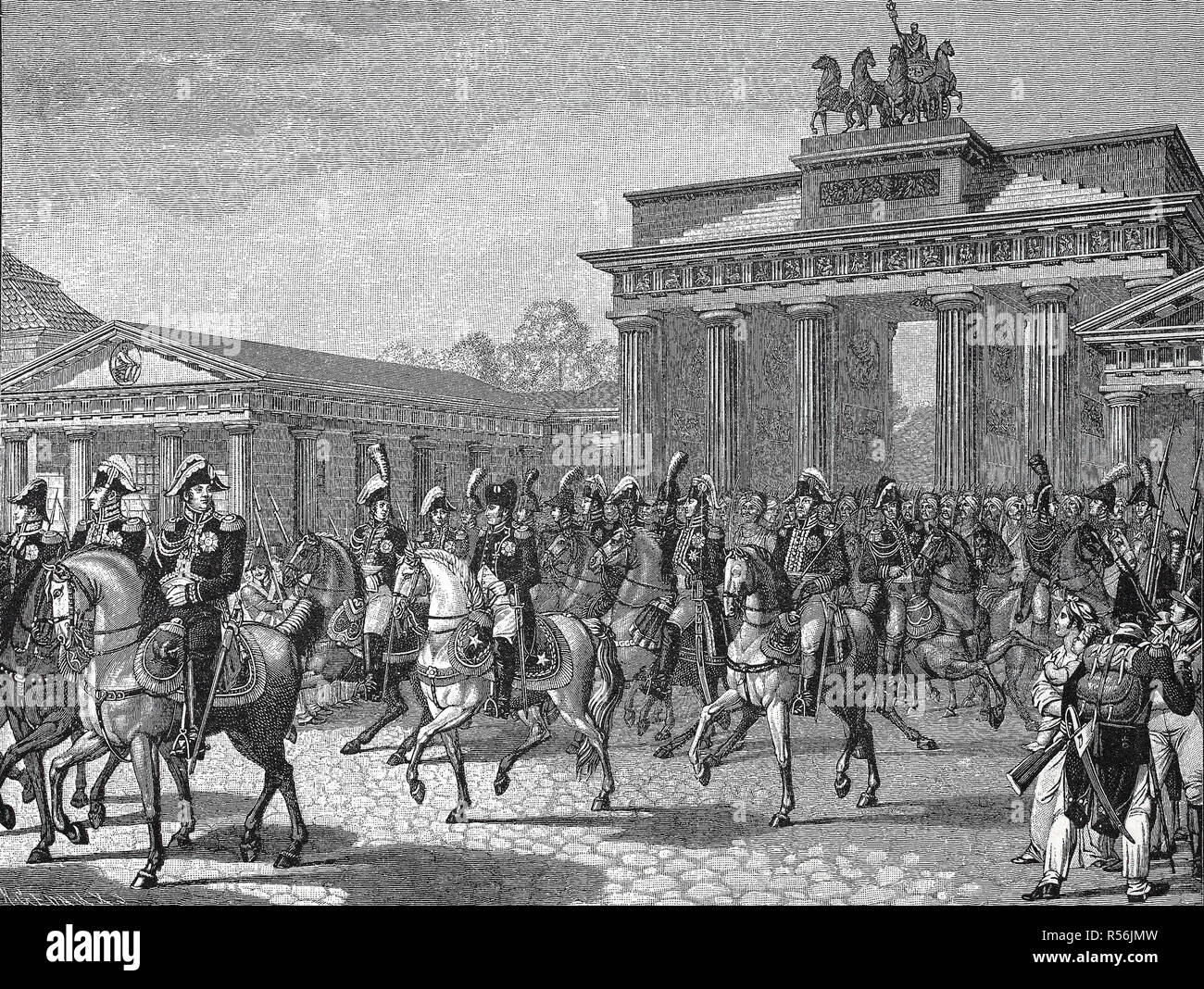 The entry of Napoleon I. in Berlin, 1806, woodcut, Germany Stock Photo