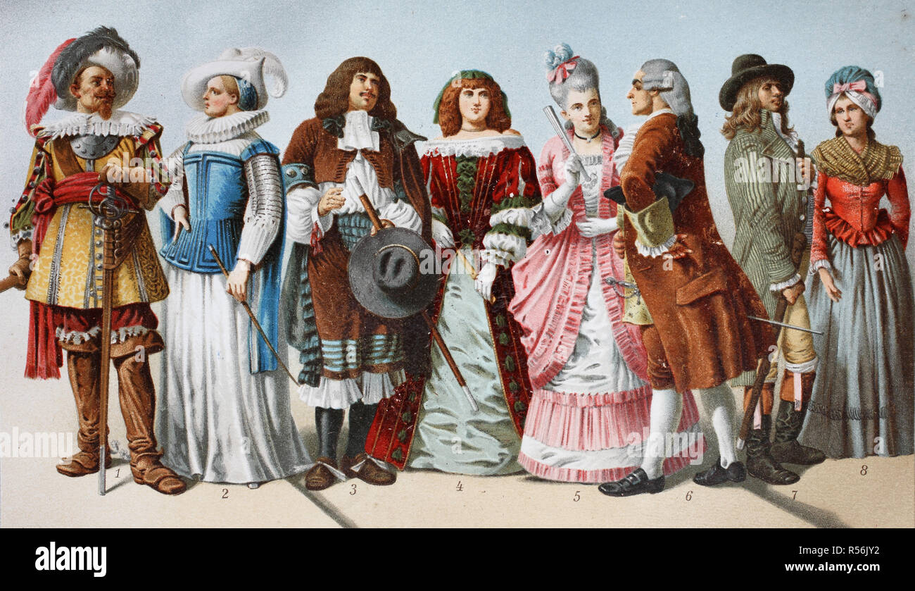 Costumes from Ancient history, 17th century and 18th century, Germany Stock Photo