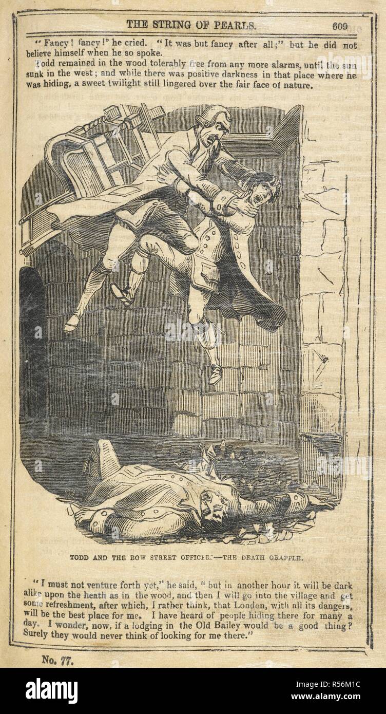 'Todd and the Bow street officer.'. The String of pearls; or, The Barber of Fleet Street. A domestic romance. London :Published by E. Lloyd, Sailsbury Square, Fleet Street , MDCCCL [i.e. 1850]. Source: C.140.d.6 volume 2 page 609. Author: Rymer, James Malcom. Stock Photo