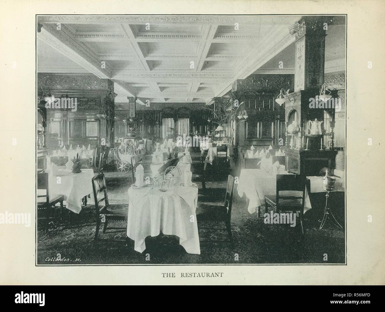 The restaurant. Souvenir of Savoy Hotel ... London. [Signed, W. C. K. W.]. Black and Whiteâ€ Publishing Co.: London, [1893.]. Source: 10349.e.19, page 13. Language: English. Stock Photo