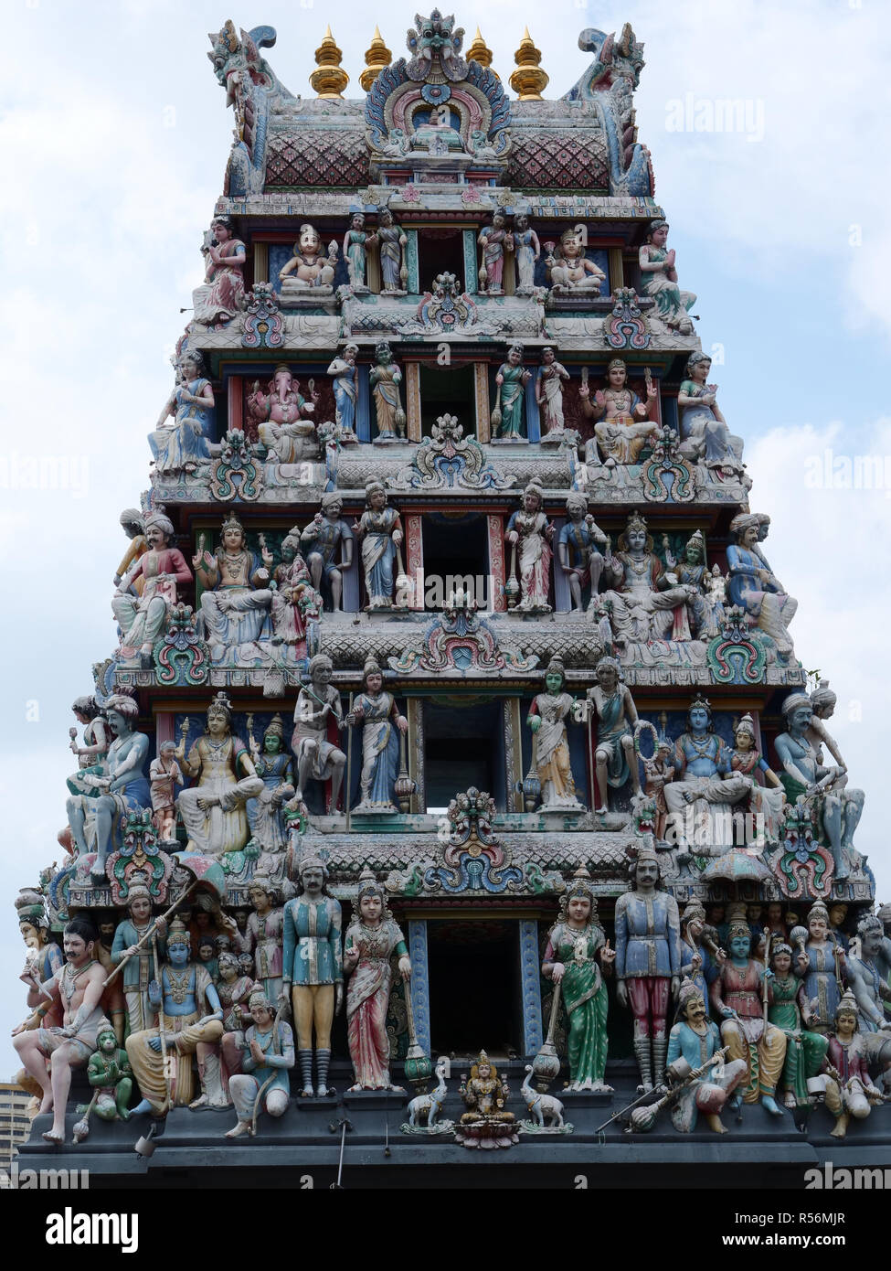 Sculptured entrance or gopuram to the Hindu Mariamman Temple in China