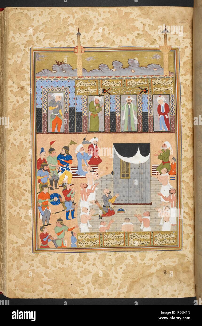 Iskandar visiting the Kaaba. Shahnama of Firdawsi, with 56 miniatures. 1580 - 1600. Source: I.O. ISLAMIC 3540, f.381. Language: Persian. Author: FIRDAWSI. ANON. Stock Photo
