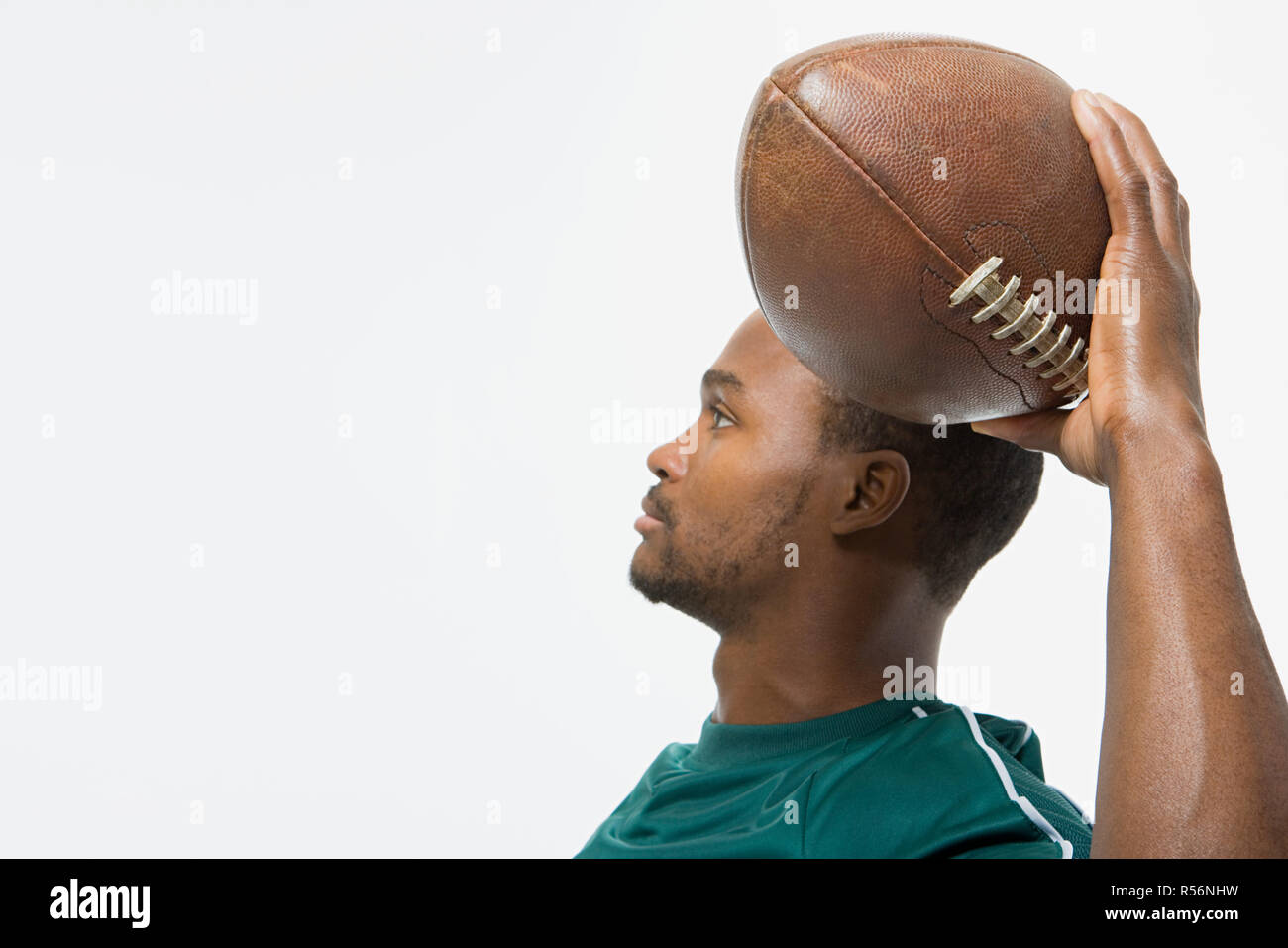 Man throwing American football Stock Photo Alamy