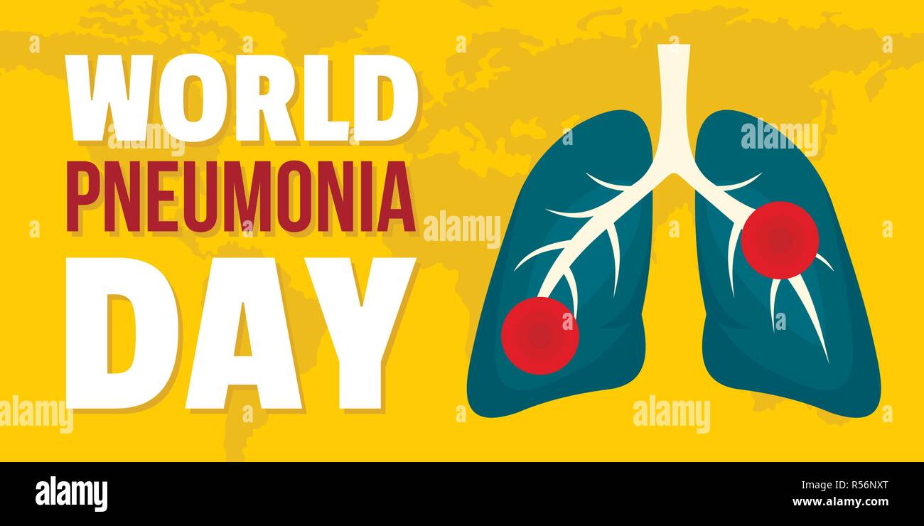 World Pneumonia Day Banner Horizontal. Flat Illustration Of Vector ...