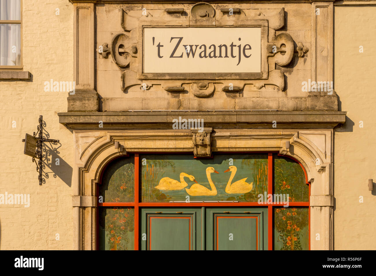 Bruges, Belgium - 18 February 2018: 't Zwaantje restaurant at Brugge, Bruges, Belgium. Stock Photo