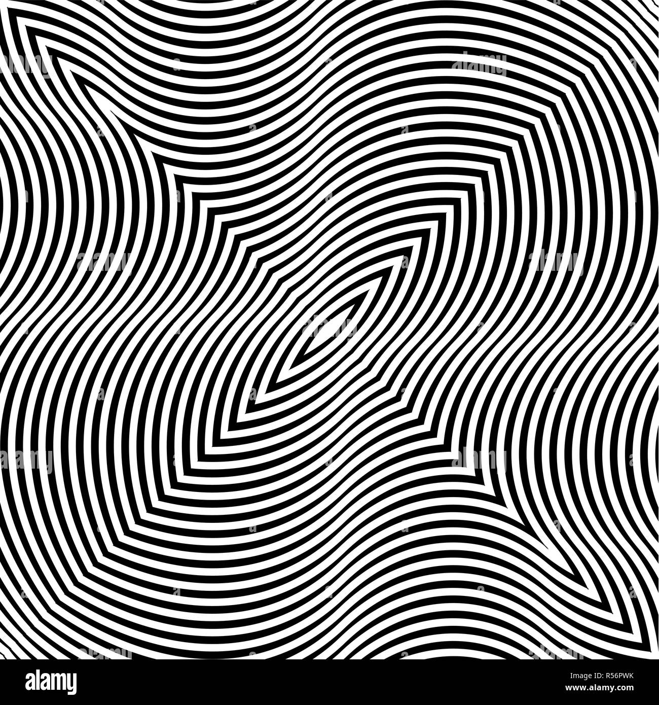 Black and white hypnotic illusion background, vector, illustration, eps file Stock Vector