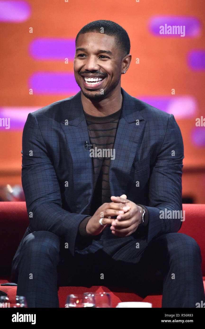 korrekt dramatisk Tilstand Michael B Jordan during the filming of the Graham Norton Show at BBC  Studioworks 6 Television Centre, Wood Lane, London, to be aired on BBC One  on Friday evening Stock Photo - Alamy