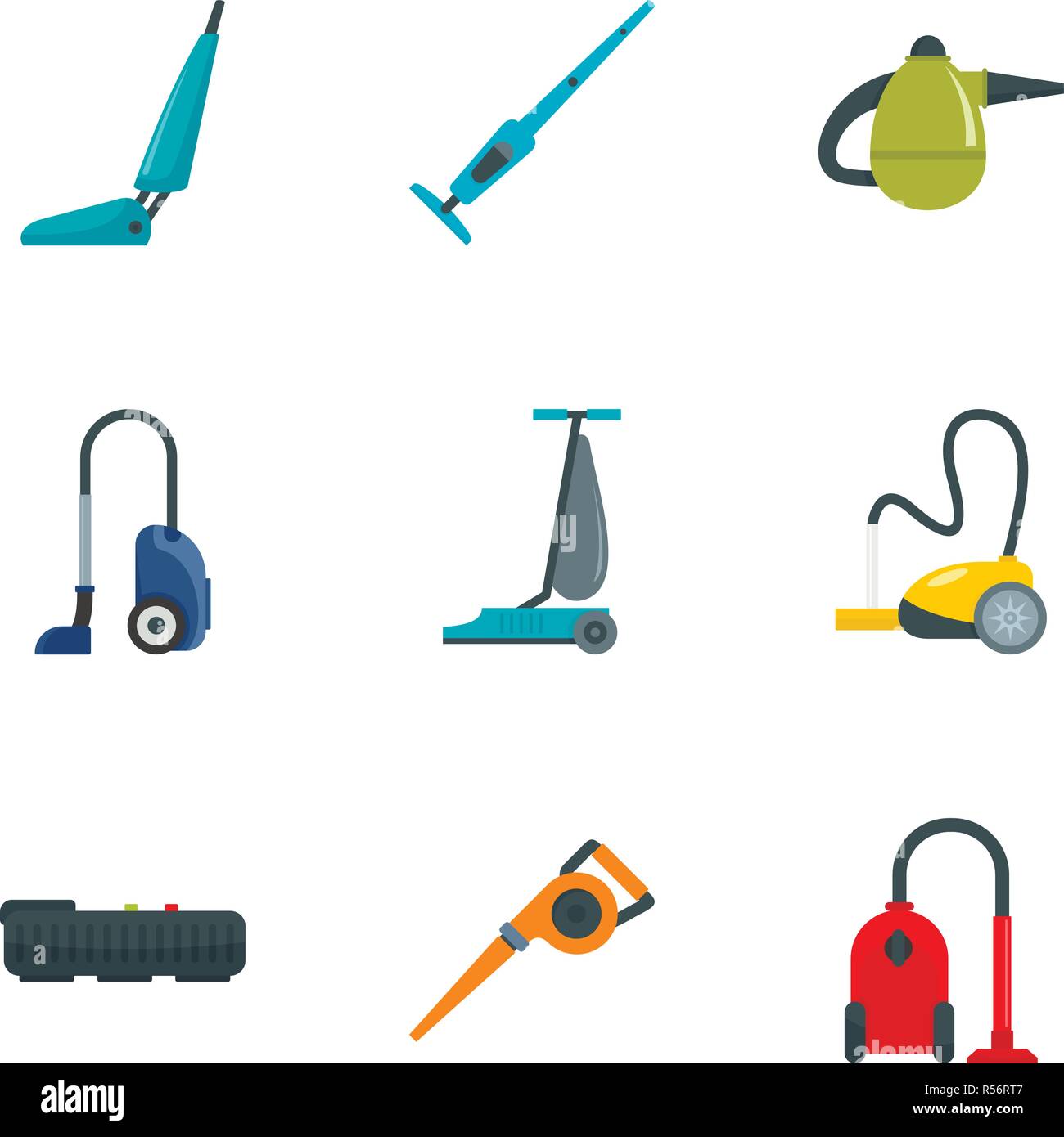 House vacuum cleaner icon set. Flat set of 9 house vacuum cleaner ...