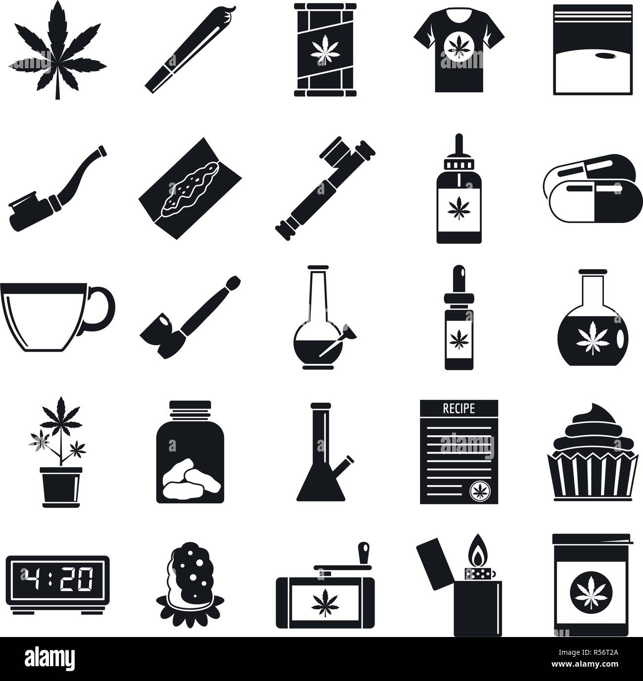 Medical cannabis icon set. Simple set of medical cannabis vector icons ...