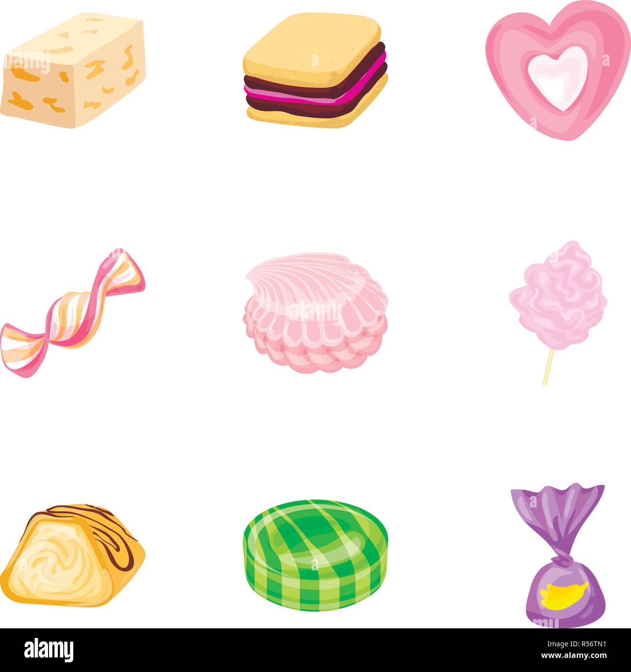 Delicious candy icon set. Cartoon set of delicious candy vector icons ...