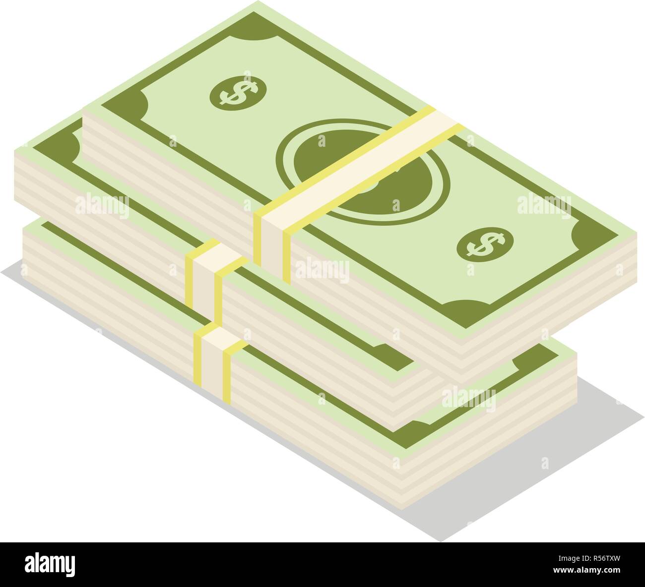 Stack of dollar icon set. Isometric set of stack of dollar vector icons ...