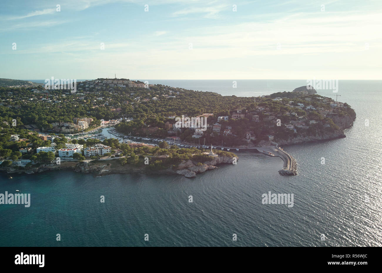 Aerial panoramic view Santa Ponsa, small town in the south west of Majorca Island. Located in the municipality of Calvia, Spain Stock Photo