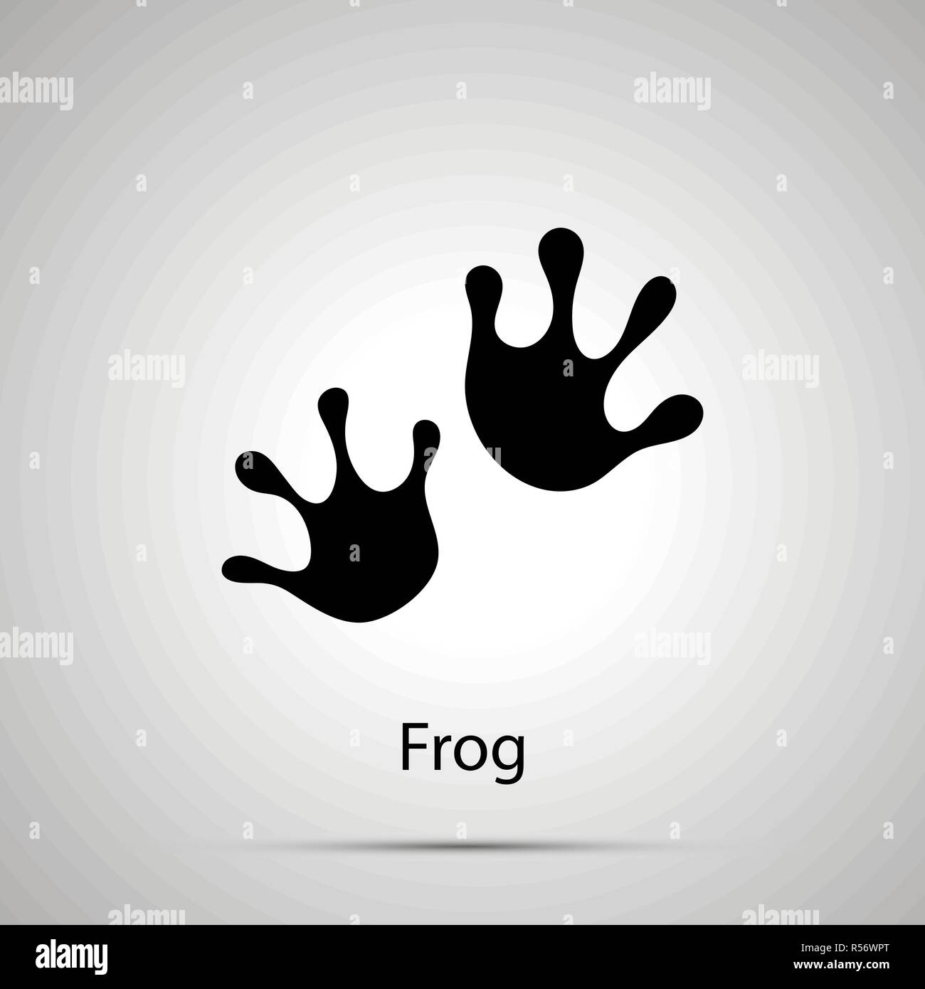Frog paws, steps imprints, simple black silhouette on gray Stock Vector