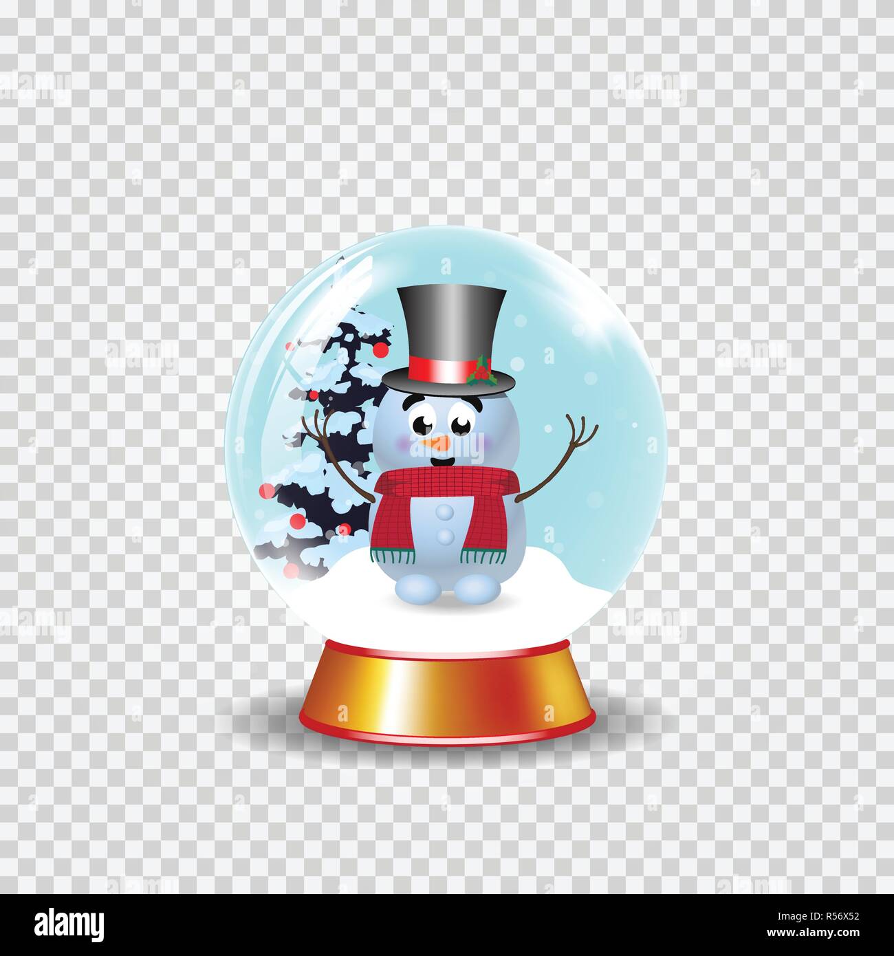 Christmas New Year Crystal Snow Globe With Cute Snowman In Top Hat And Fir Tree Isolated On Transparent Background Vector Cartoon Illustration Icon Stock Vector Image Art Alamy