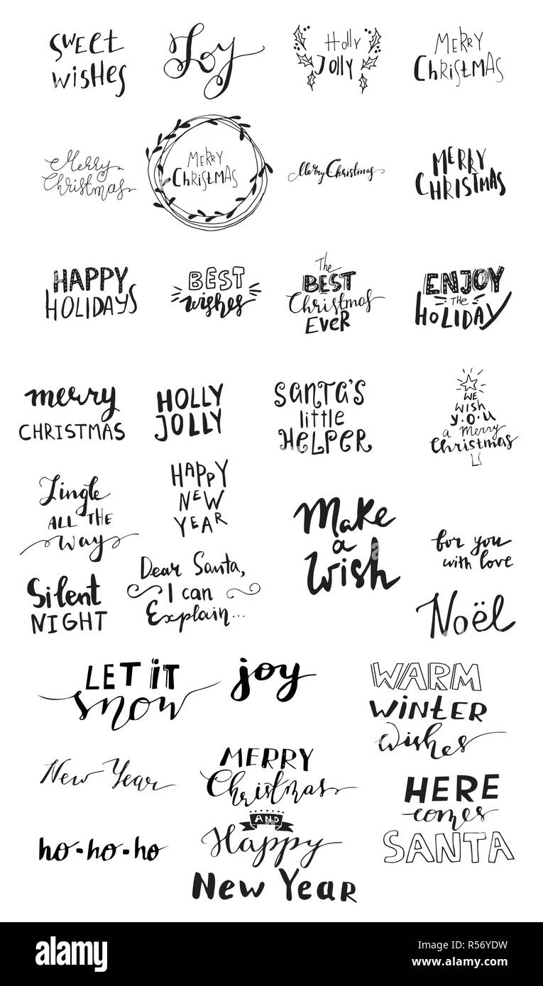 Set of Christmas lettering handwritten Stock Vector Image & Art - Alamy