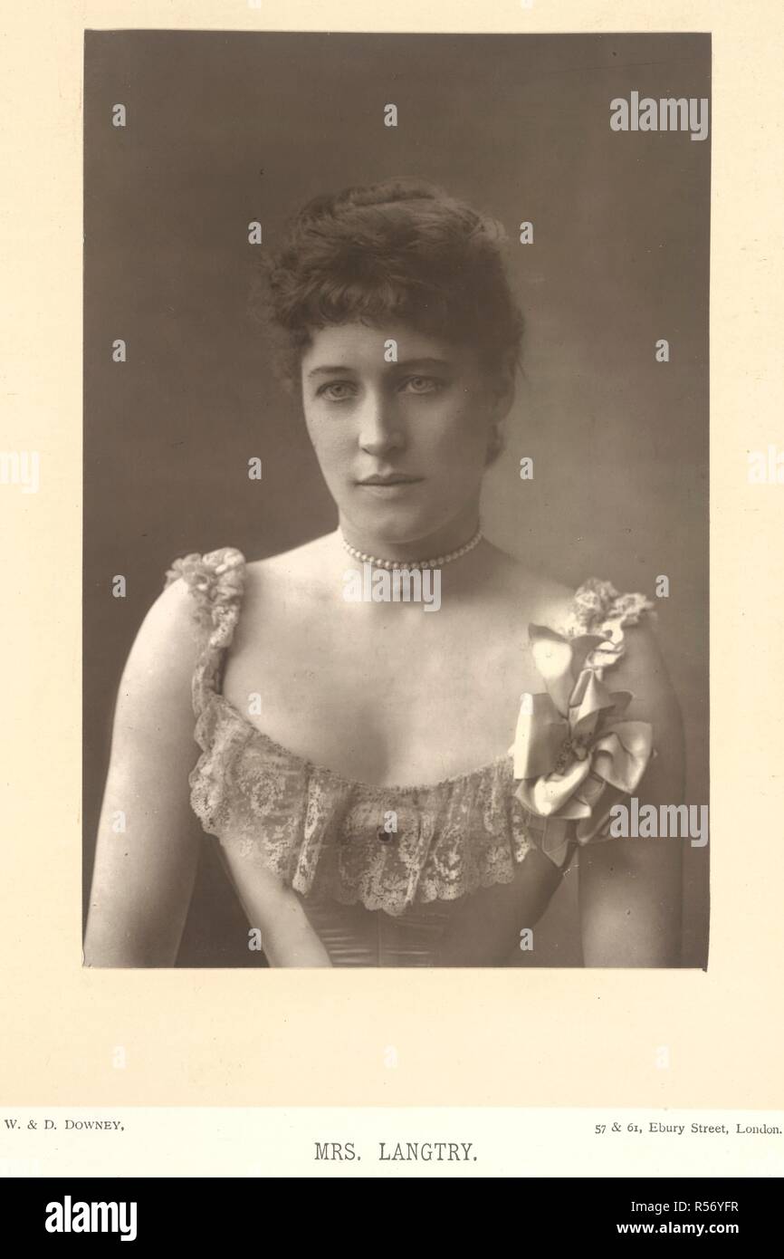 Lillie Langtry (Emilie Charlotte), nÃ©e Le Breton, nicknamed the Jersey Lily (1853-1929). English actress. Portrait. The Cabinet Portrait Gallery. Photographs by W. & D. Downey. [With descriptive letterpress.]. Cassell & Co.: London, 1890-94. Source: 10803.h.9 volume 1, plate 52. Language: English. Stock Photo