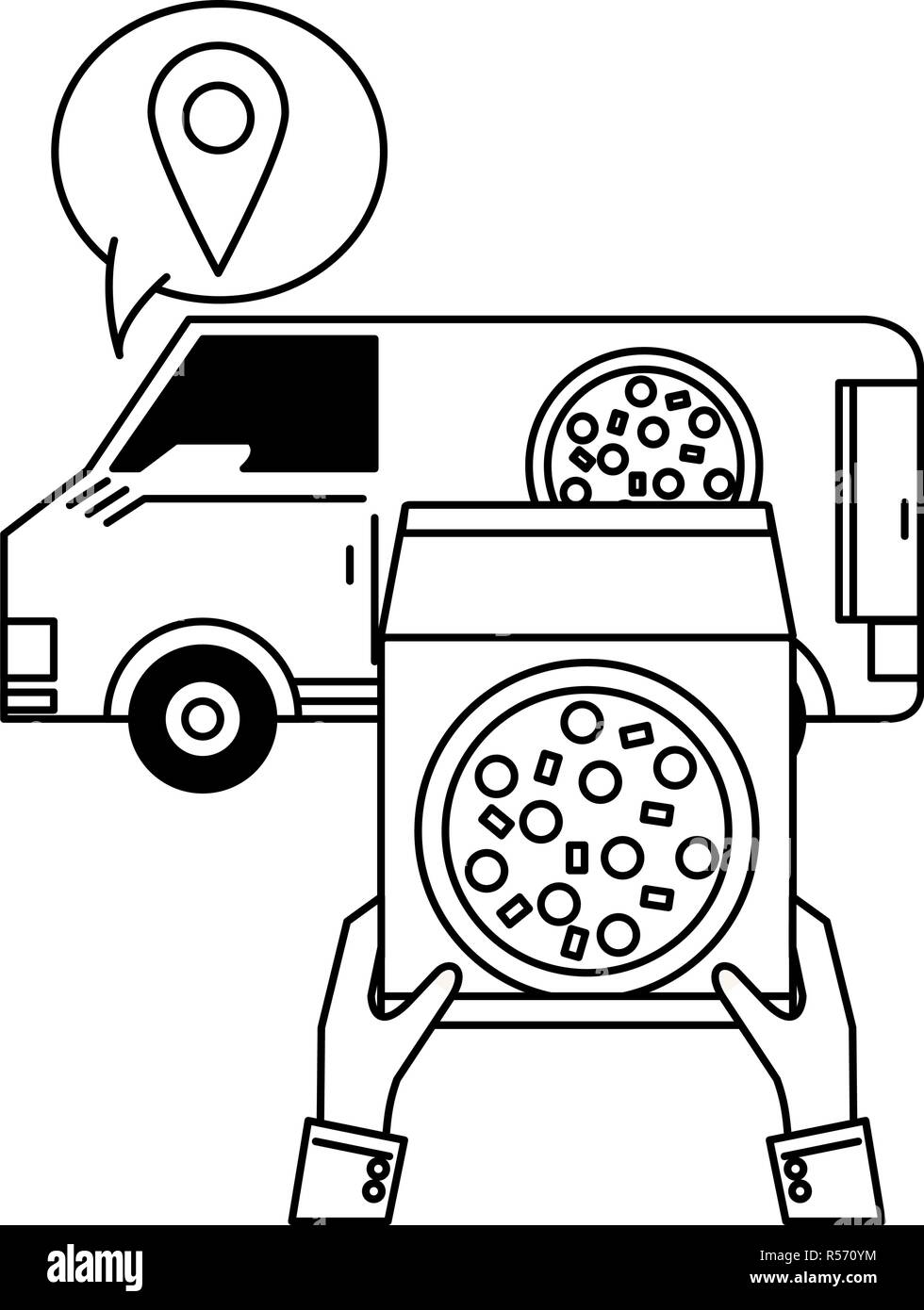 Online food order and delivery black and white Stock Vector Image & Art